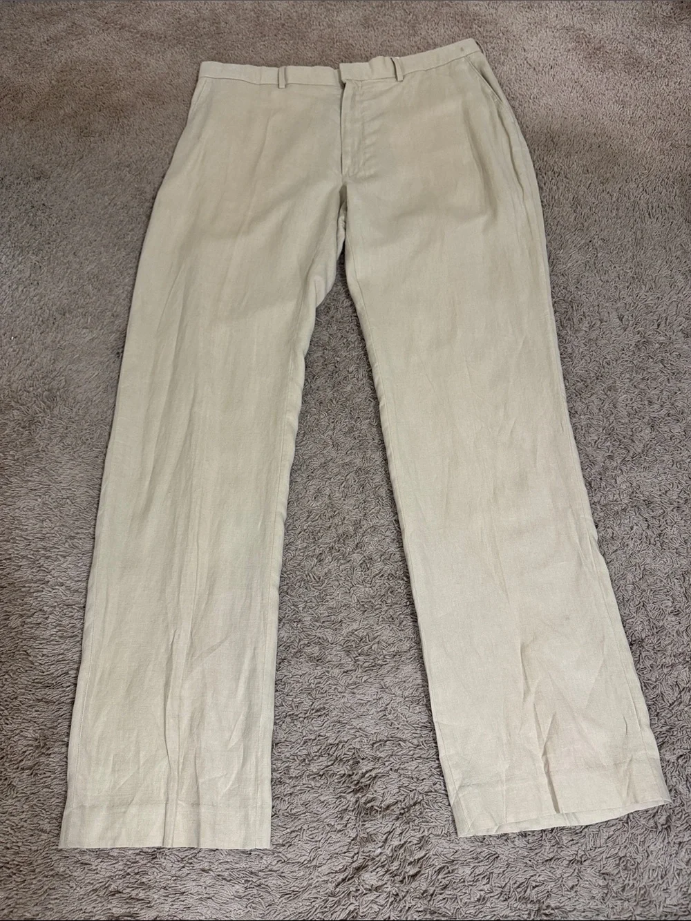 Vintage Polo Ralph Lauren Men's Linen Silk Blend Pants Beige size 40 x36 Preppy